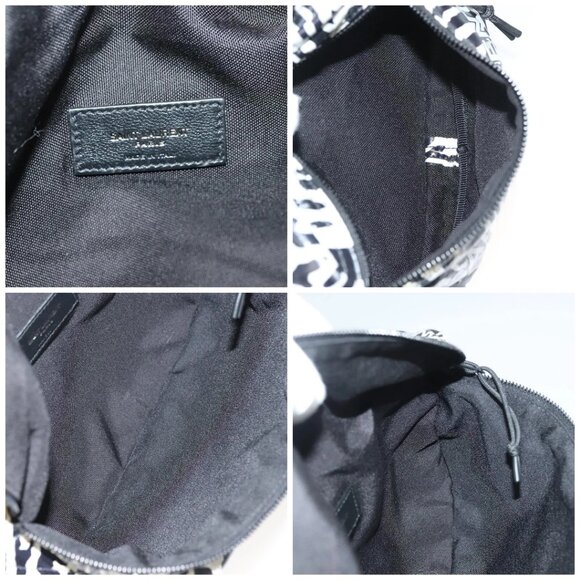 SAINT LAURENT Waist Bag Nylon Black White Auth - Picture 13 of 15